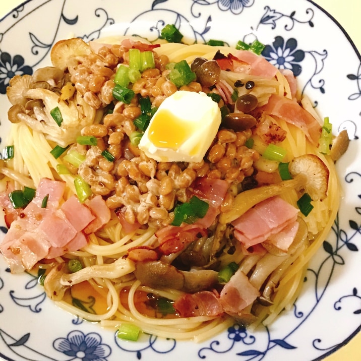 ☆簡単納豆とベーコンの和風パスタ☆